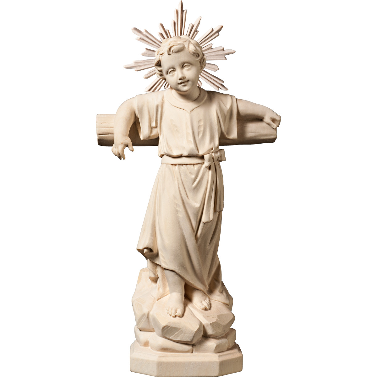Niño Jesús de pie con cruz y aureola